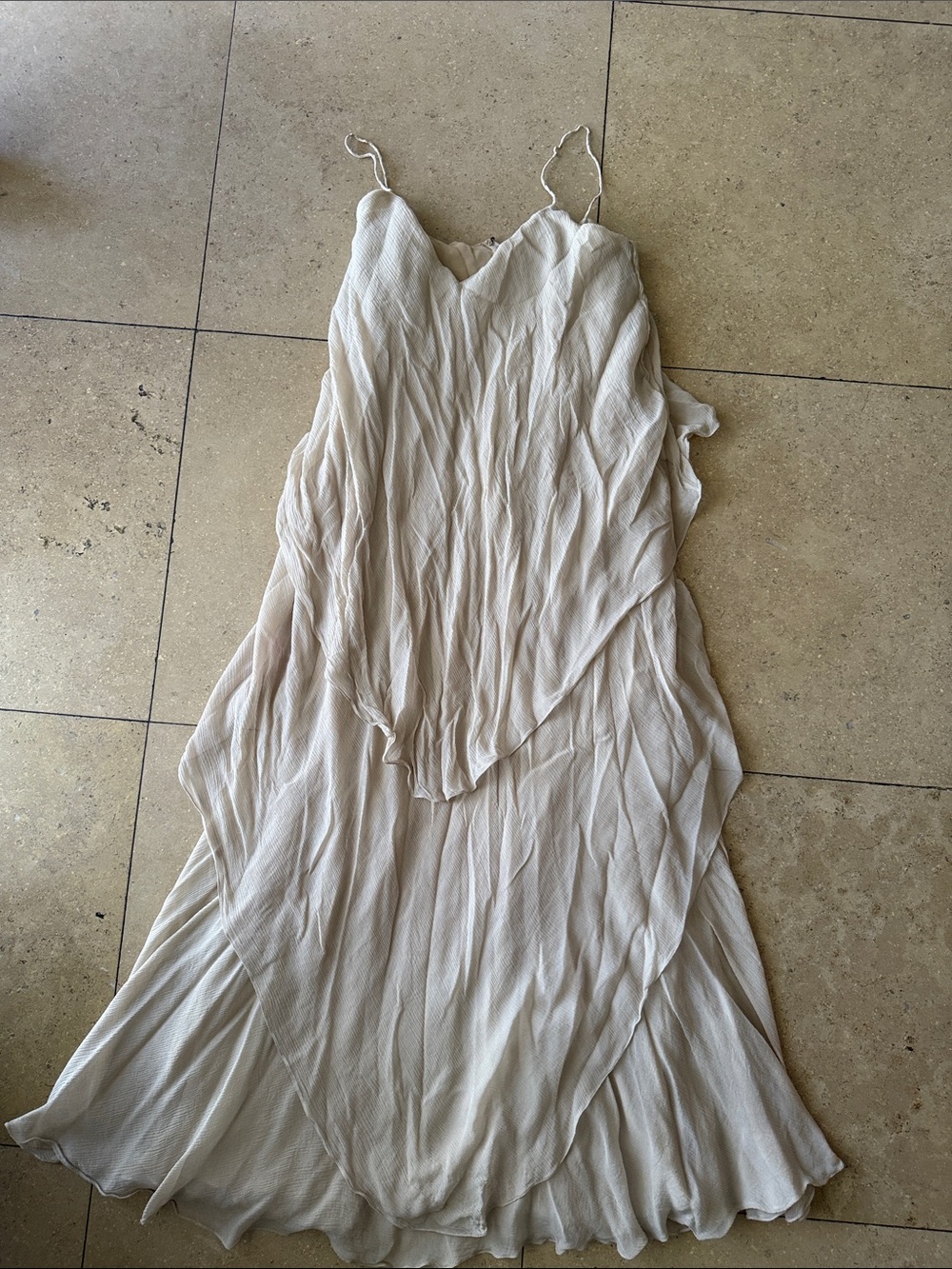 Ralph Lauren Purple Label Cream Pleated Maxi Dress